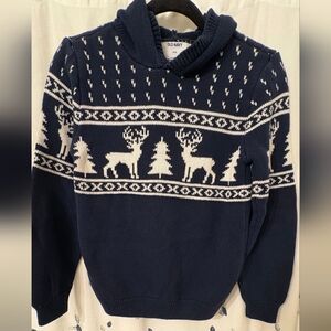 Old Navy Dark Blue Deer Pattern Crewneck Sweater